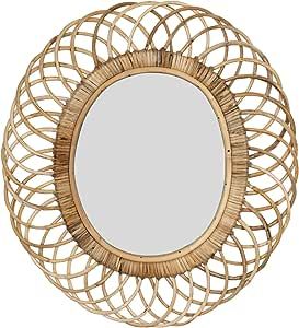 Creative Co-Op Oval Woven Bamboo Wall Mirror, Brown | Amazon (US)