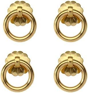 RZDEAL 4Pcs Antique Style Pure Brass pulls Ring Cabinet Drawer pulls Handles Hand Closet Cupboard... | Amazon (US)