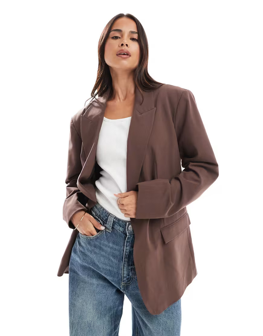 ASOS DESIGN oversized blazer in brown-Black | ASOS (Global)