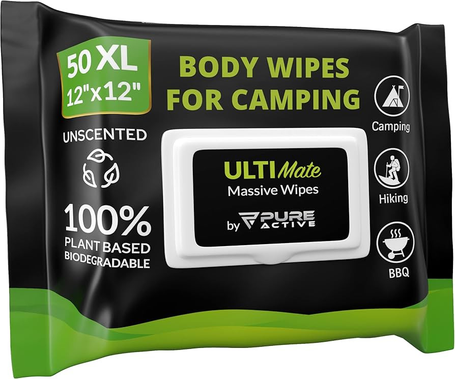 Body Wipes for Camping 50 XXL Camping Wipes 12''x 12'', Shower Body Wipes for Camping, Body and F... | Amazon (US)