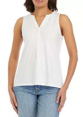 Crown & Ivy Women's Sleeveless Peasant Top, White, XS | Belk