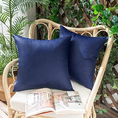 Woaboy Pack of 2 Outdoor Waterproof Throw Pillow Covers Decorative Farmhouse Lumbar Square Solid ... | Amazon (US)