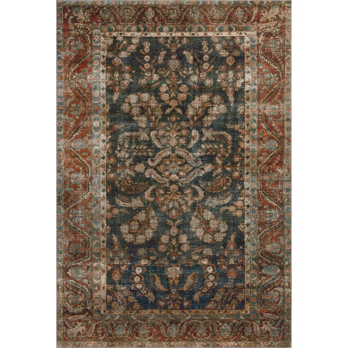 Chris Loves Julia x Loloi Jules Ocean / Spice Area Rug | Wayfair North America