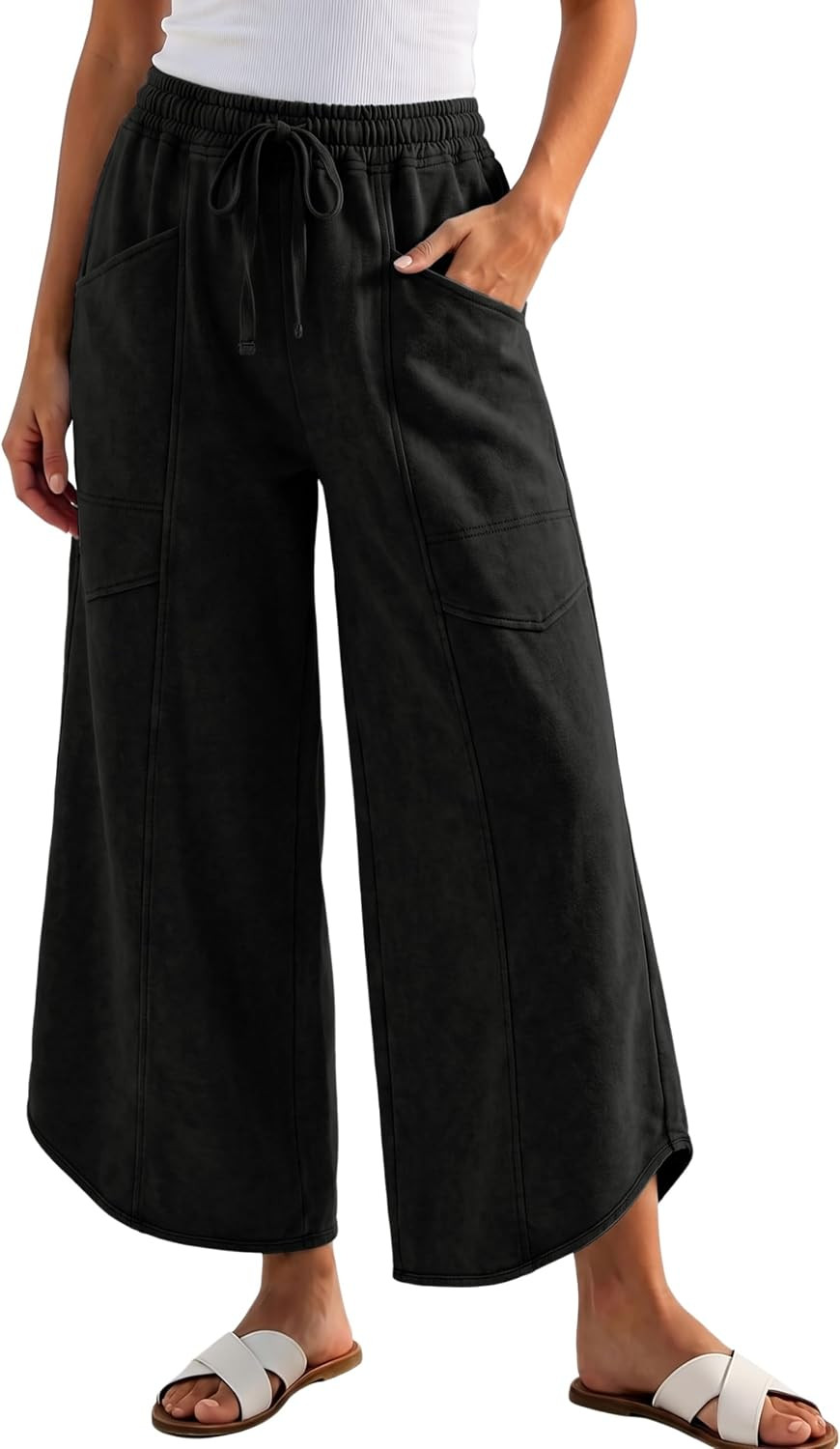 Athlisan Women's Wide Leg Sweatpants Acid Wash High Waist Pants | Amazon (US)
