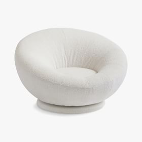 Chunky Bouclé Ivory Groovy Swivel Chair | Pottery Barn Teen