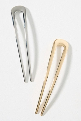 Metal French Hair Pins, Set of 2 | Anthropologie (US)