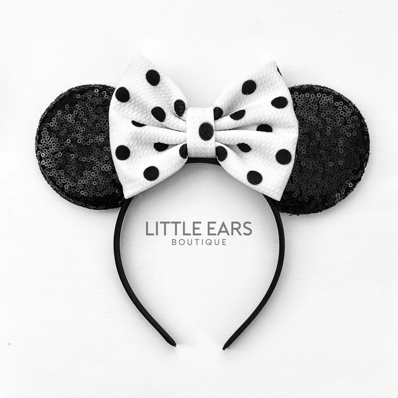 Black White Polka Dot Ears Minnie Ears Disney Ears Classic - Etsy | Etsy (US)
