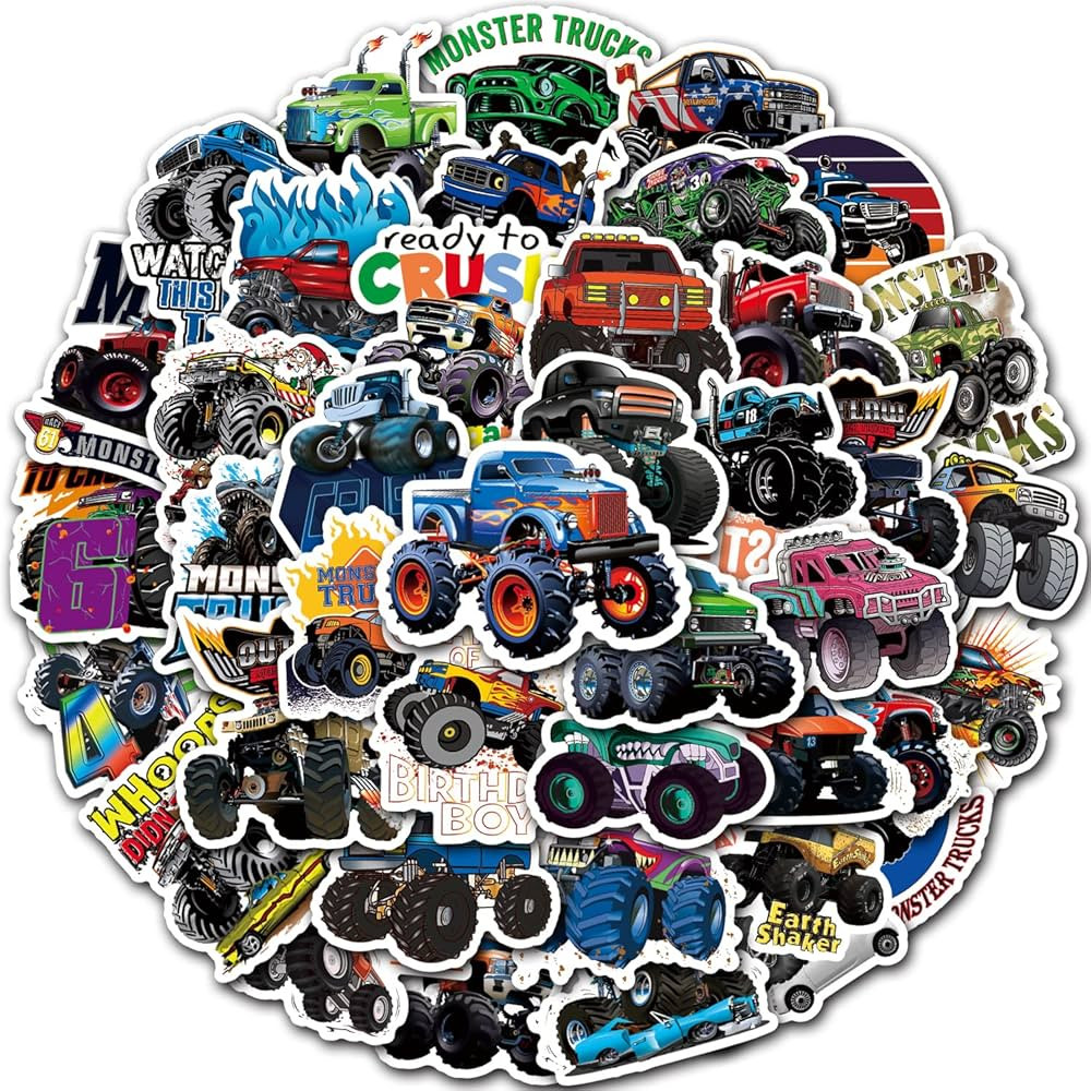 DULEFUN 50PCS Monster Truck Stickers, Truck Car Stickers for kids, Car Stickers Waterproof for Wa... | Amazon (US)