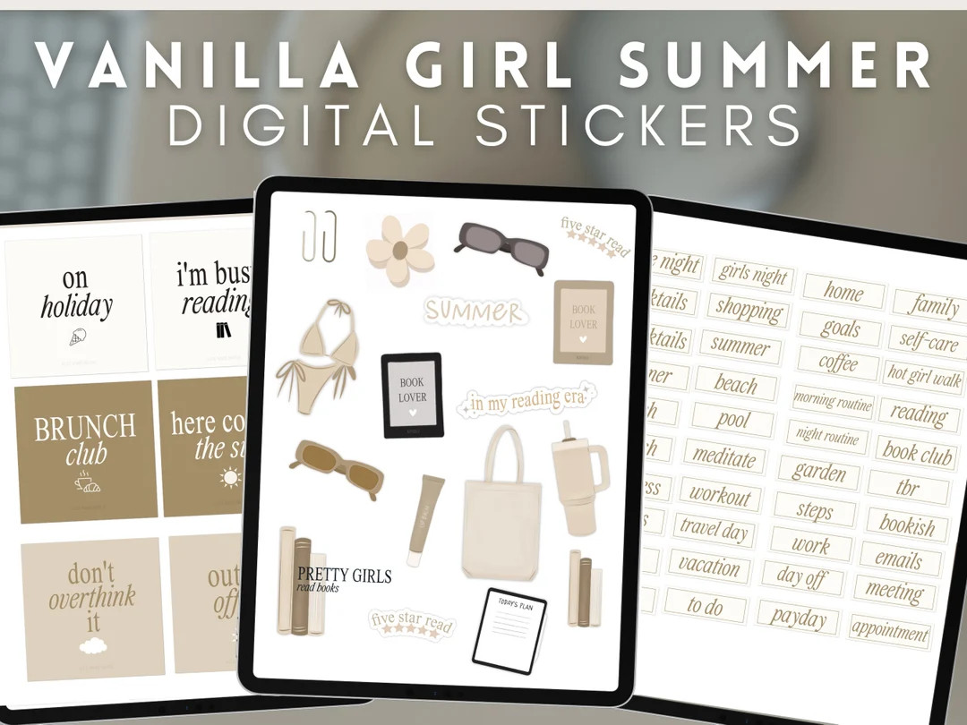 Vanilla Girl Summer Digital Stickers and Widgets by Allie Marie Digital, Digital Planner, Goodnot... | Etsy (US)
