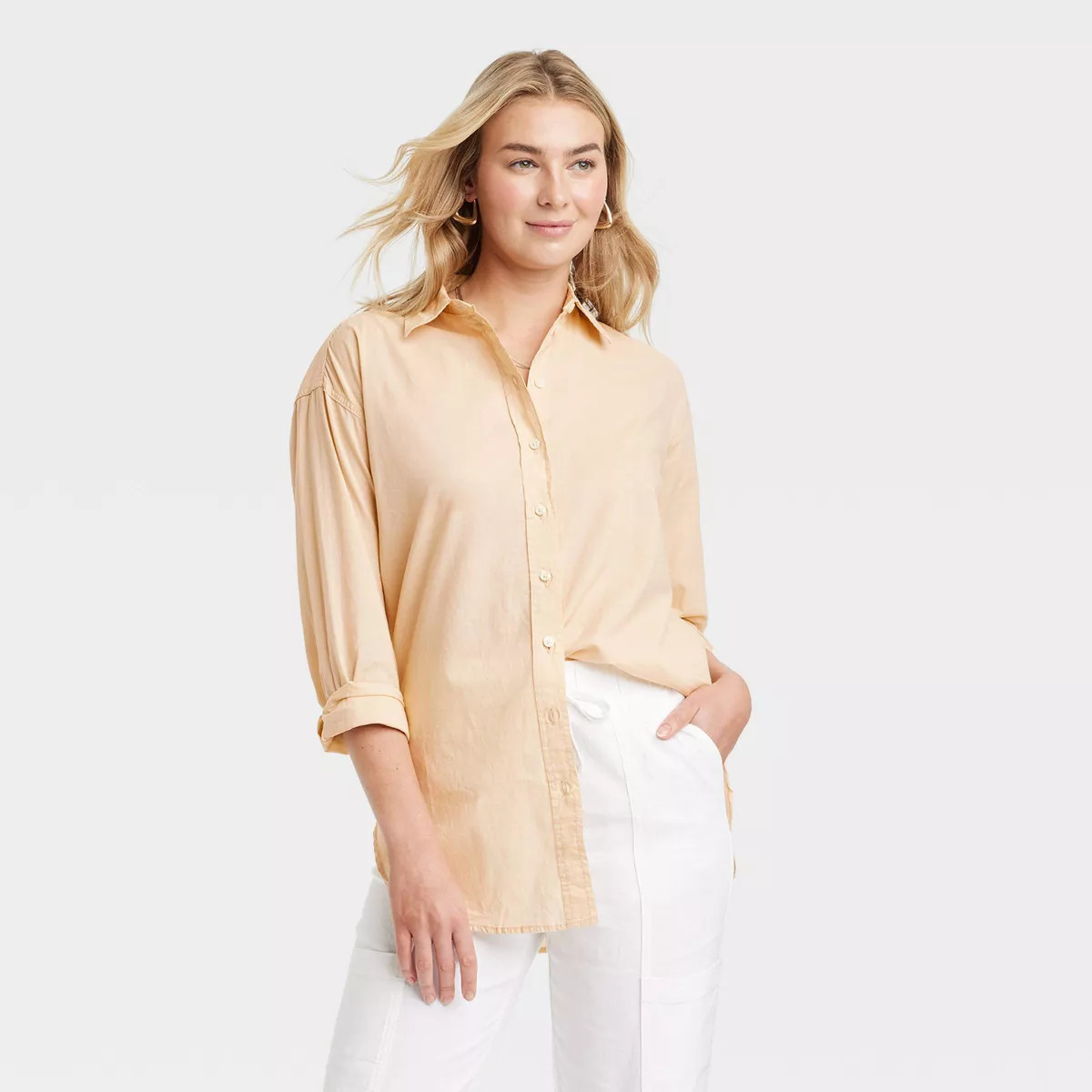 Women's Tunic Long Sleeve Collared Button-Down Shirt - Universal Thread™ | Target