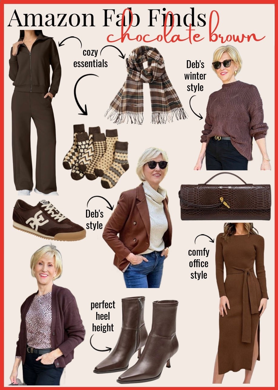Chocolate brown is having a moment, and it couldn't be more perfect for women 40+. Rich, grounding, and endlessly sophisticated, this shade brings a sense of quiet luxury to everything from tailored blazers and cozy knits to handbags, boots, and statement accessories.
#amazonfashion #founditonamazon #2026colortrends #chocolatebrown