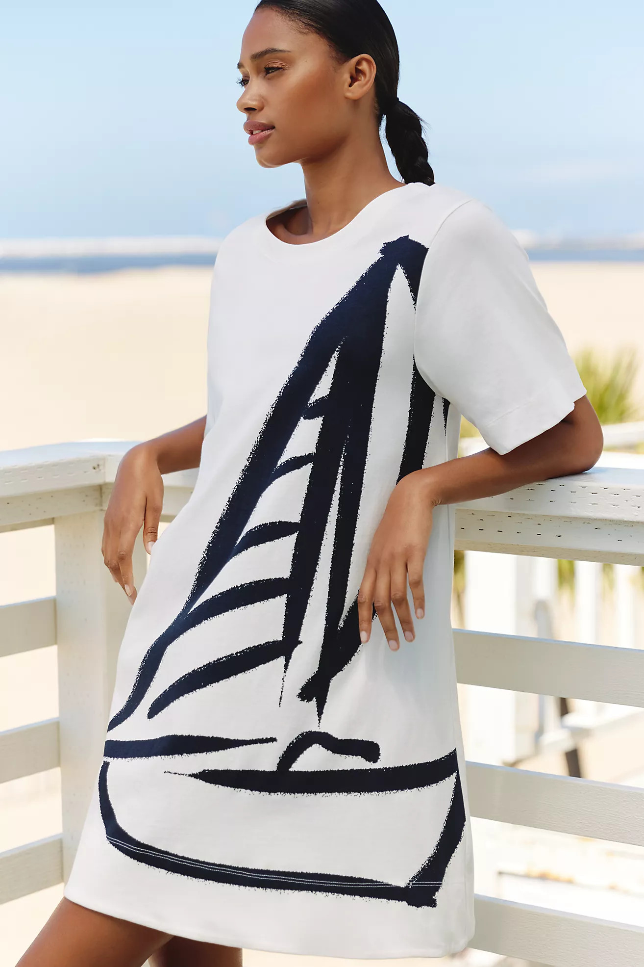 Celandine Short-Sleeve Cotton Swing Dress | Anthropologie (US)