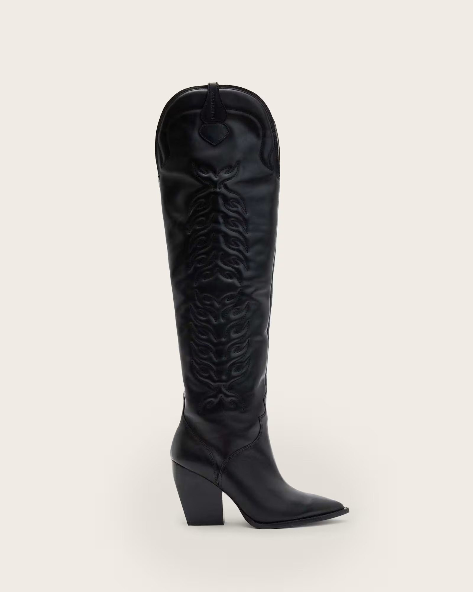 Roxanne Knee High Leather Boots Black | ALLSAINTS US | AllSaints US