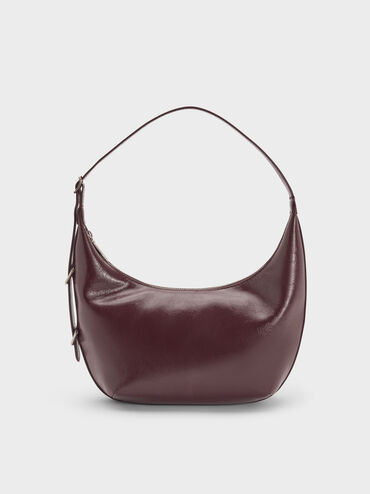 Bryna Curved Hobo Bag
    
         - Wineberry Red | Charles & Keith US
