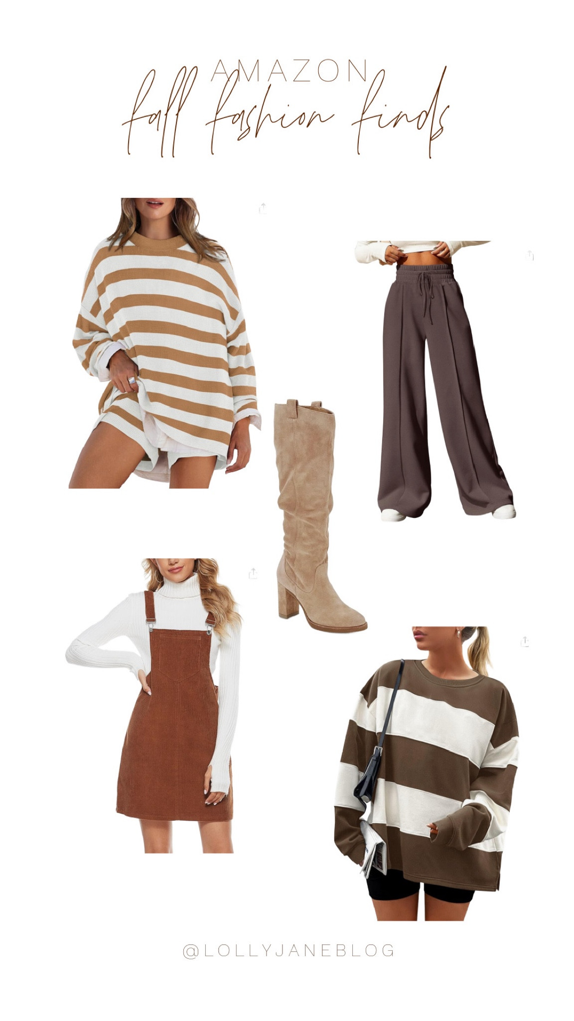 Amazon fall fashion finds! 🍂

 Elevate your fall wardrobe with these must-have pieces from Amazon! From the cozy chic of a 2-piece striped sweater and shorts set to the effortlessly stylish wide-leg chestnut sweatpants, each item is crafted for comfort and flair. Don’t forget the knee-high tan boots that add a touch of sophistication, and the brown overall skirt that’s perfect for layering! 🍁 Every piece is a versatile investment, ensuring you look fab all season long. Trust us, these finds are worth every penny!  #FallFashion #AmazonFinds #WardrobeEssentials

#LTKHoliday #LTKStyleTip #LTKSeasonal