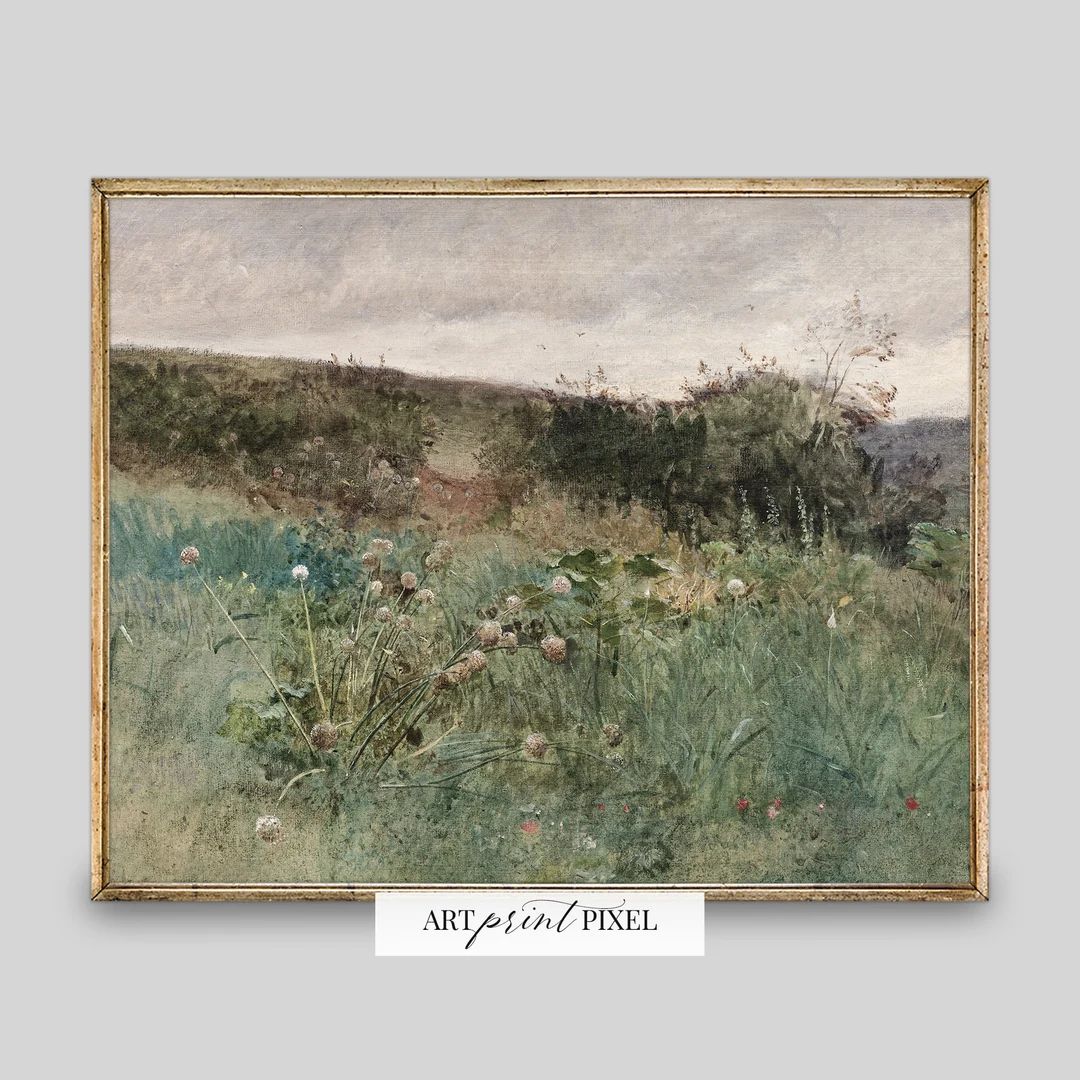 Vintage Spring Print | Landscape Painting Printable Wall Art | Antique Spring Landscape Oil Paint... | Etsy (US)