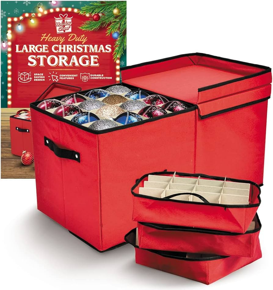 Holiday Cheer Premium Christmas Ornament Storage with 8 Tray – Christmas Storage Container with... | Amazon (US)
