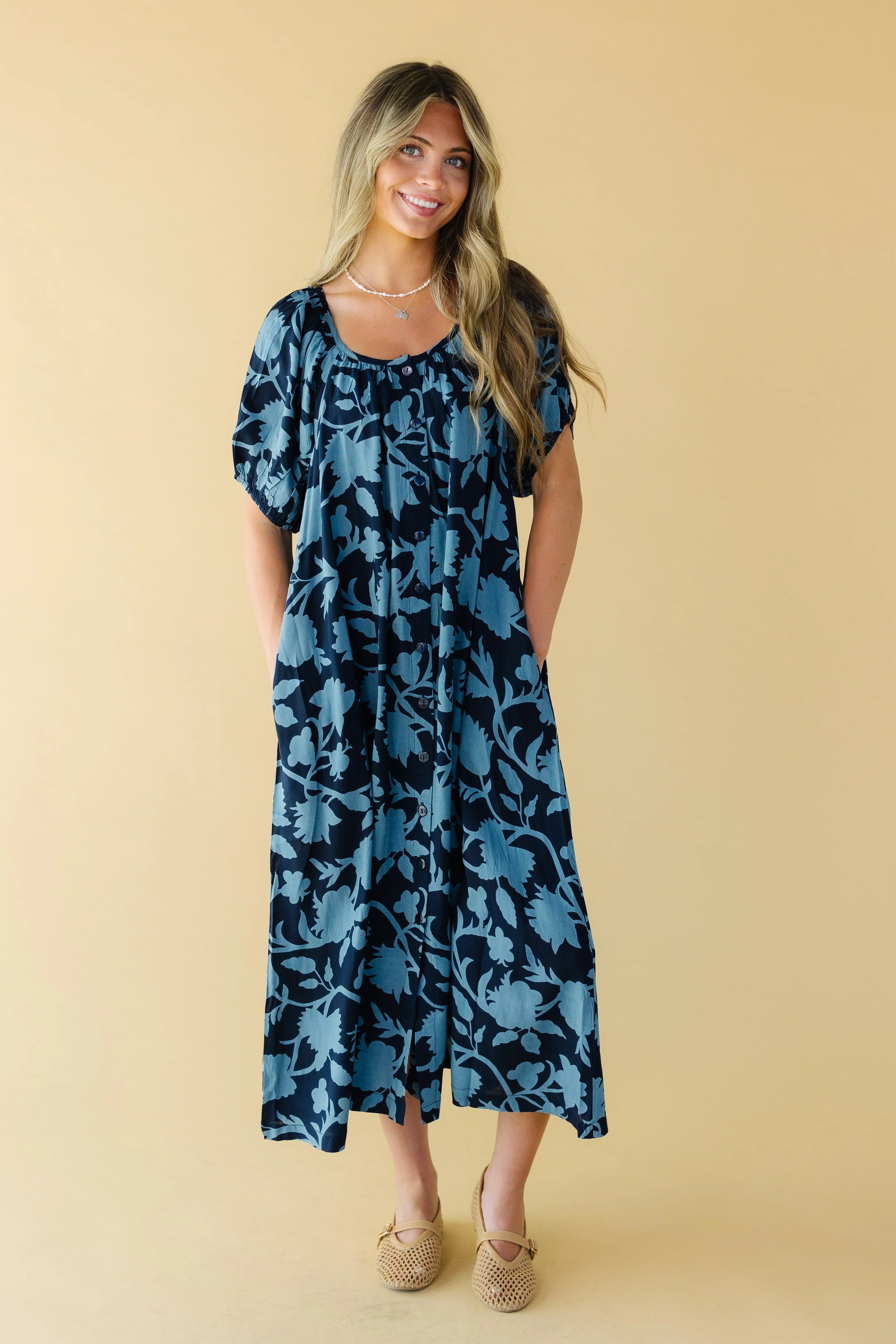 Modest Citrus Button Down Midi Dress -Summer | Called To Surf