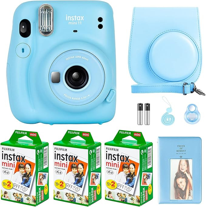 Fujifilm Instax Mini 11 Camera with Fujifilm Instant Mini Film (60 Sheets) Bundle with Deals Numb... | Amazon (US)