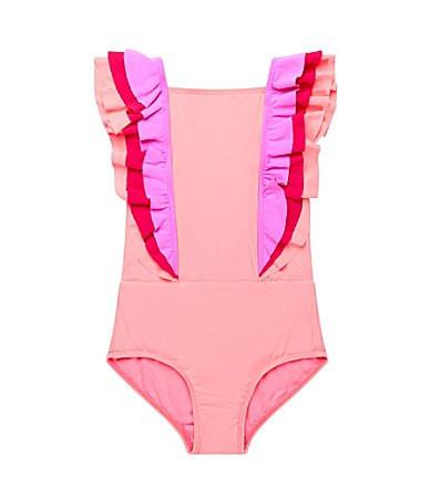 Beach Lingo Little Girls 2T-7 Colorblock Ruffle Detail One-Piece Swimsuit - 4/5 | Dillard's