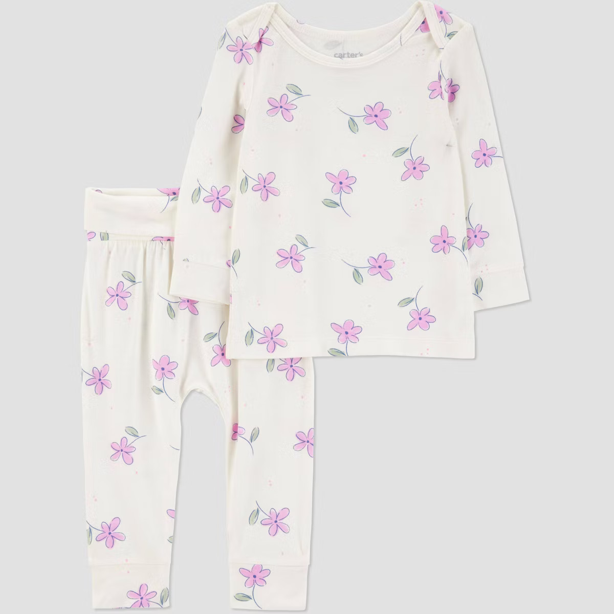 Carter's Just One You® Baby Girls' 2pc Comfy Soft Floral Top & Bottom Set - Ivory/Pink | Target
