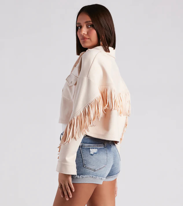 Festival 'Fit Fringe Cropped Shacket | Windsor Stores