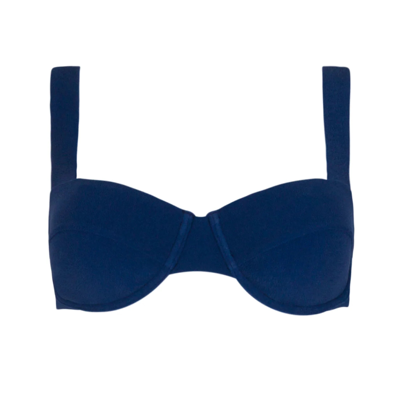 women's navy terry cup bikini top | Minnow