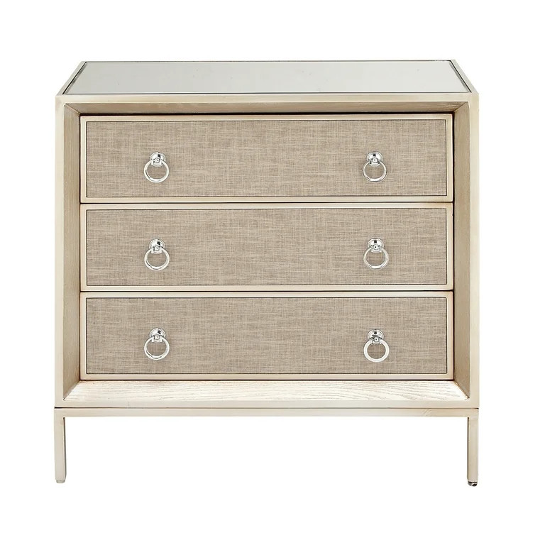 DecMode Wood Glam Chest with Mirrored Top, Beige, 32"W | Walmart (US)