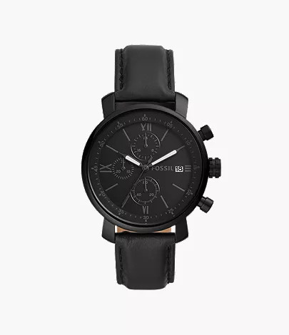 Rhett Chronograph Black Leather Watch | Fossil (US)