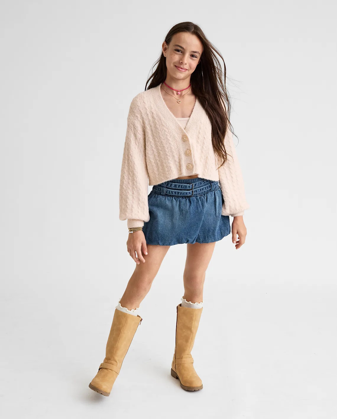 Tween Girls Denim Bubble Skort - blue | The Children's Place