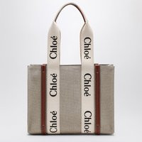 Chloé Woody Medium Bag In Beige Canvas | Balardi (US & Canada)