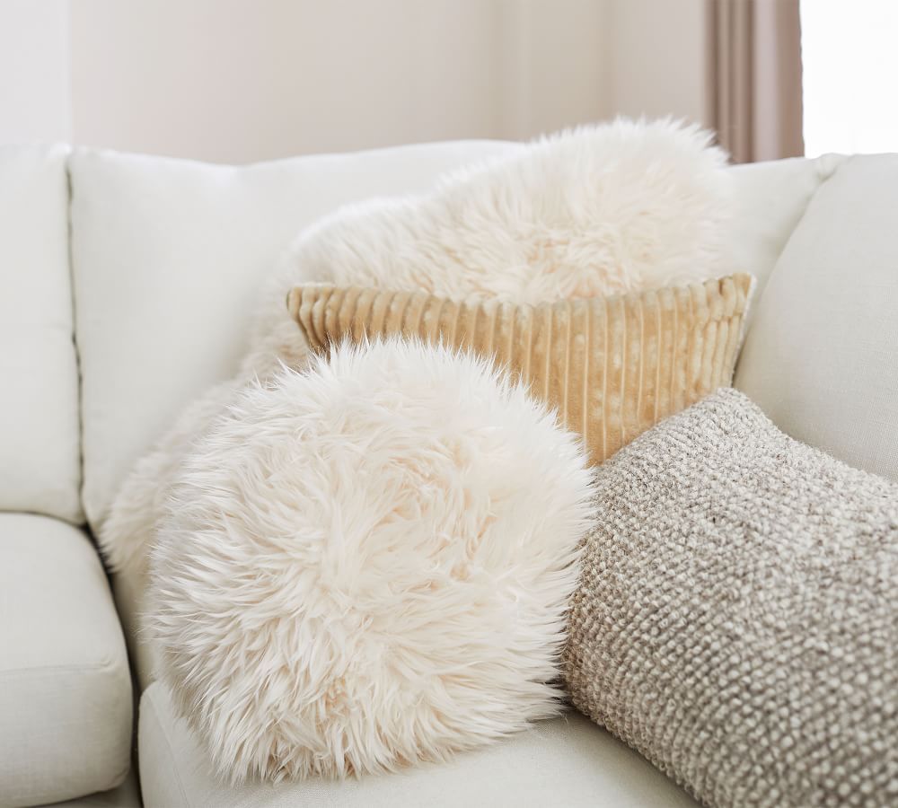 Faux Real Fur Sphere Pillow | Pottery Barn (US)