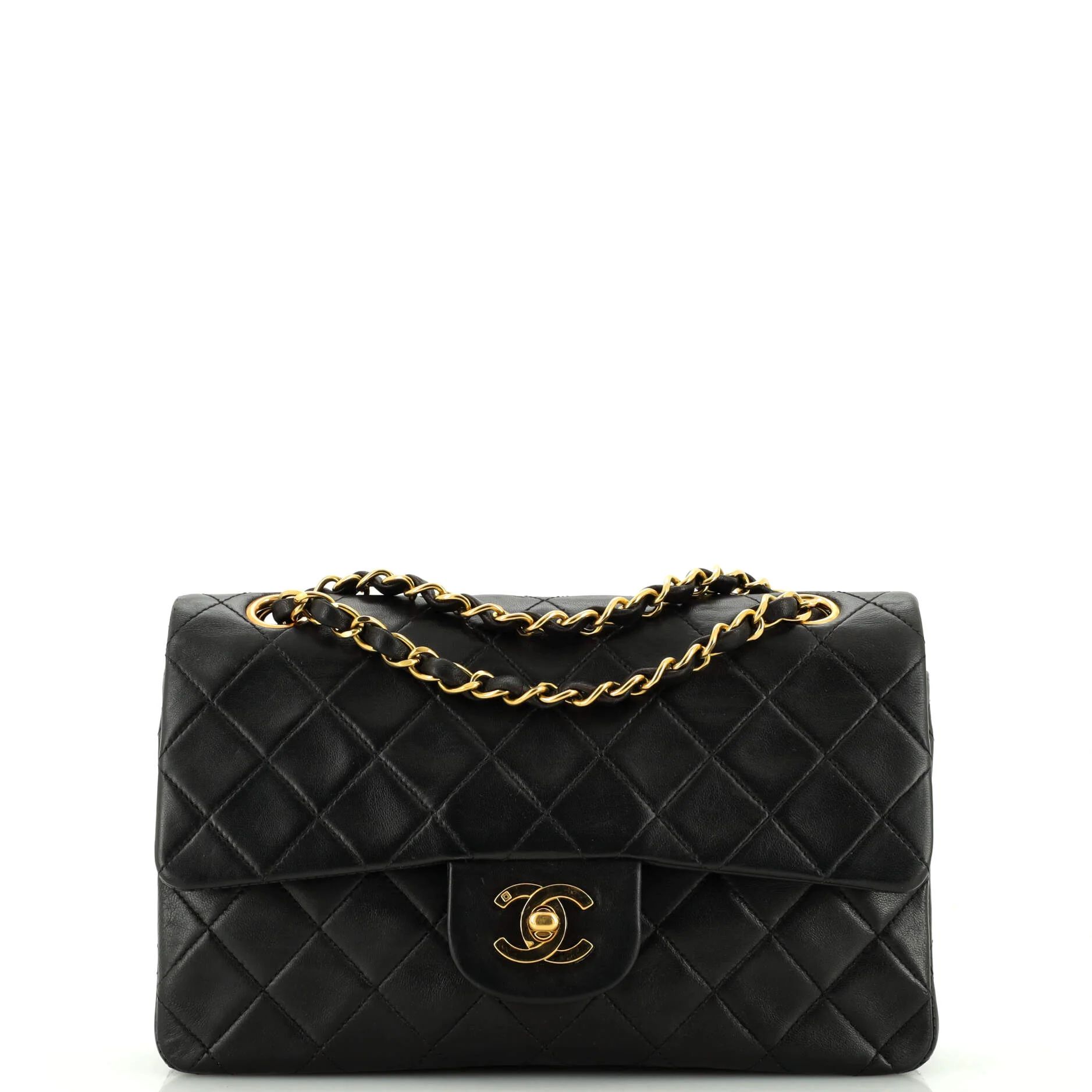 CHANEL Vintage Classic Double Flap Bag Quilted Lambskin Small | Rebag