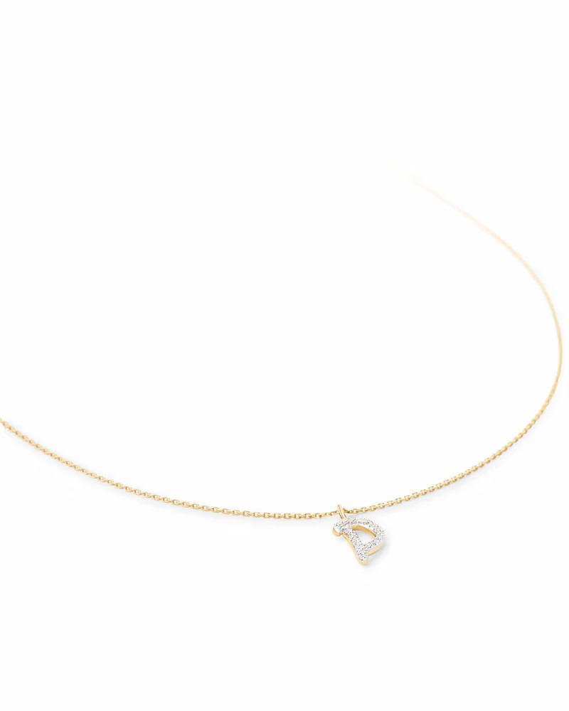 Diamond Letter A Pendant Necklace in 14k Yellow Gold | Kendra Scott | Kendra Scott