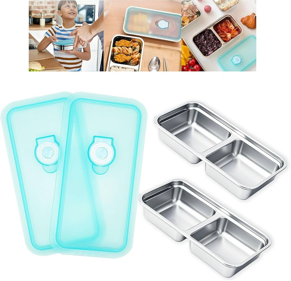 2pcs Grab and Go Snack Containers Stainless Steel, Reusable Snack Condiment Containers with Lids,... | Amazon (US)