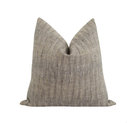 Modern Chevron Stripe Pillow Cover in Sparrow Muted Brown - Etsy | Etsy (US)