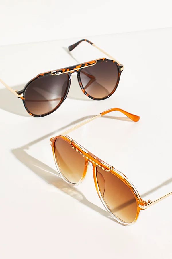 Ventura Oversized Aviator Sunglasses by Free People, Honey, One Size | Free People (Global - UK&FR Excluded)