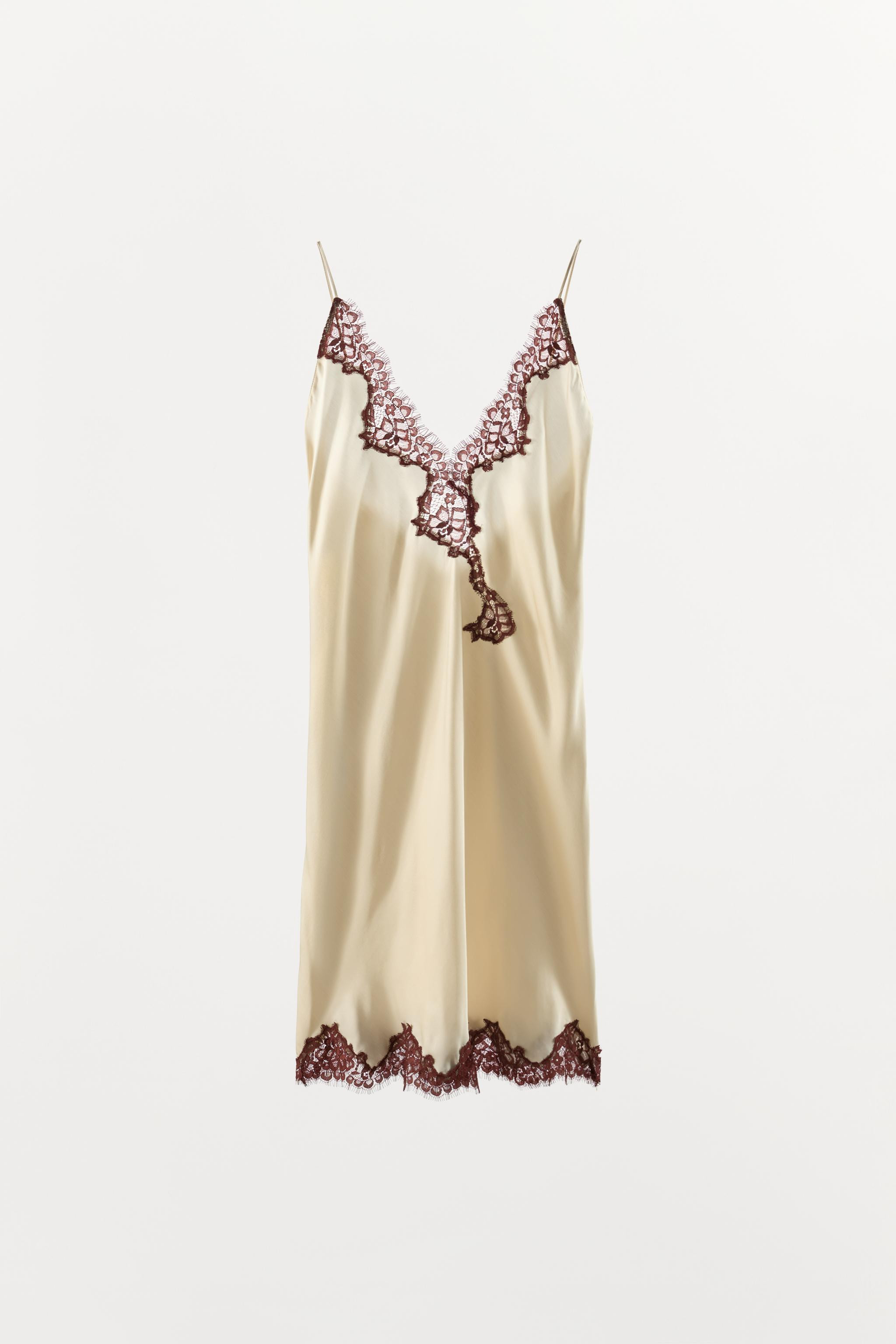 SATIN CAMISOLE DRESS WITH LACE | Zara UK