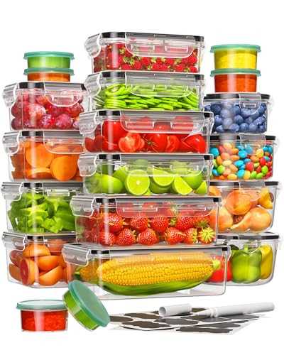 40 Piece Food Storage Containers with Lids(20 Containers & 20 Lids), Plastic Food Containers with Lids for Kitchen Storage and Organization Includes Labels & Pen | Amazon (US)