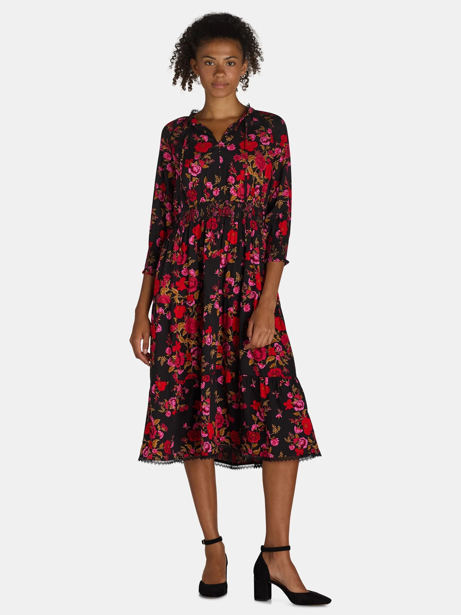 The Pioneer Woman Smocked Waist Maxi Dress, Women’s and Women’s Plus, Sizes XS-3X | Walmart (US)
