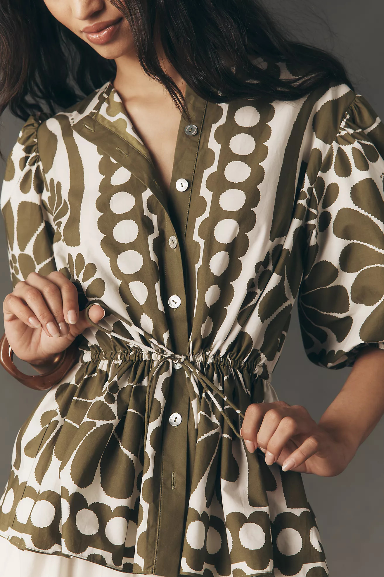 Farm Rio Palmero Cinch-Waist Blouse | Anthropologie (US)