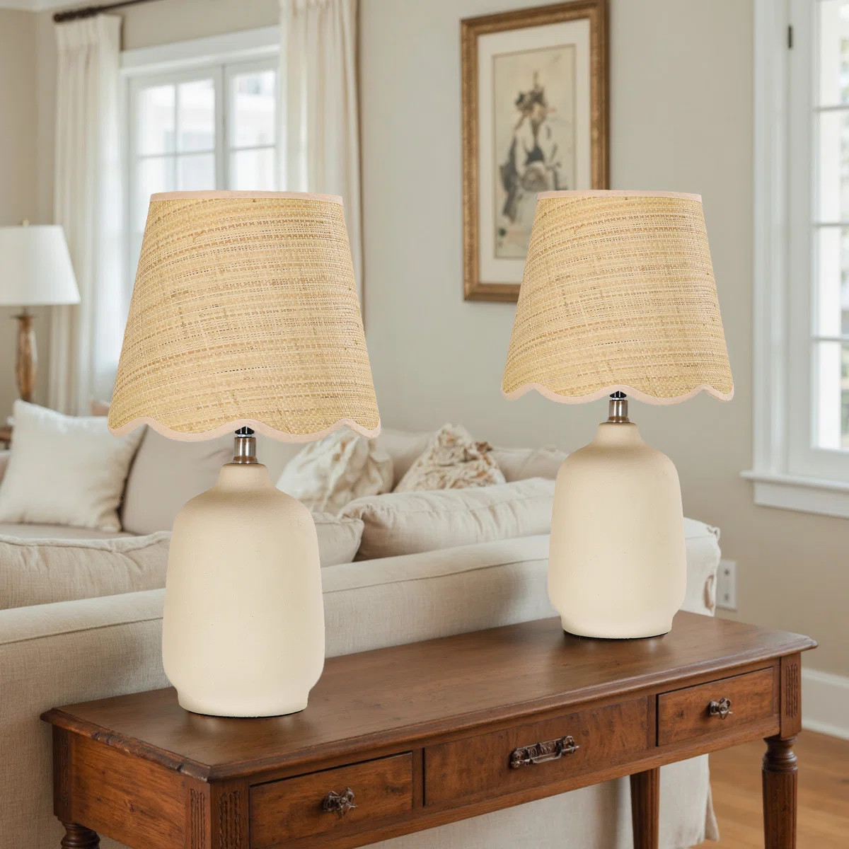 Kokenos Ceramic Table Lamp With Scallop Shade | Wayfair North America