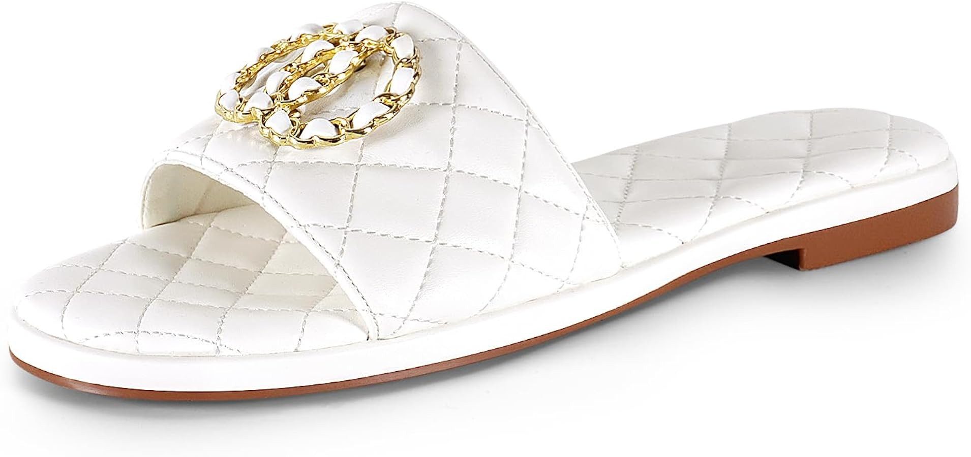 Flat Sandals for Women Slides Dressy Elegant Comfortable Open Toe Fashion Sandals with Memory Foa... | Amazon (US)