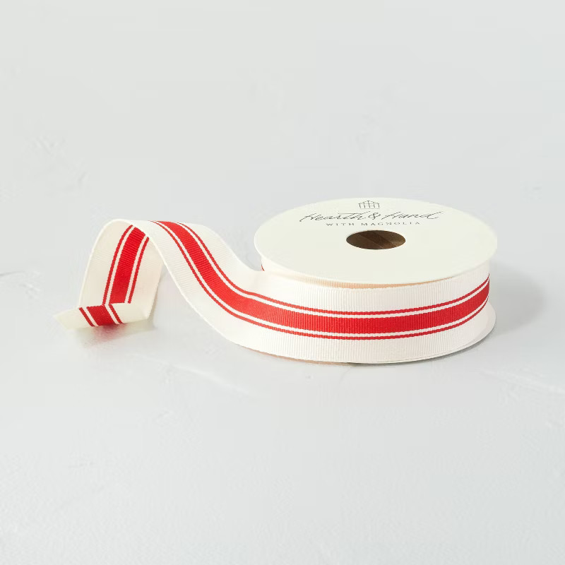 30' Engineered Stripe Woven Gift Ribbon - Hearth & Hand™ with Magnolia | Target