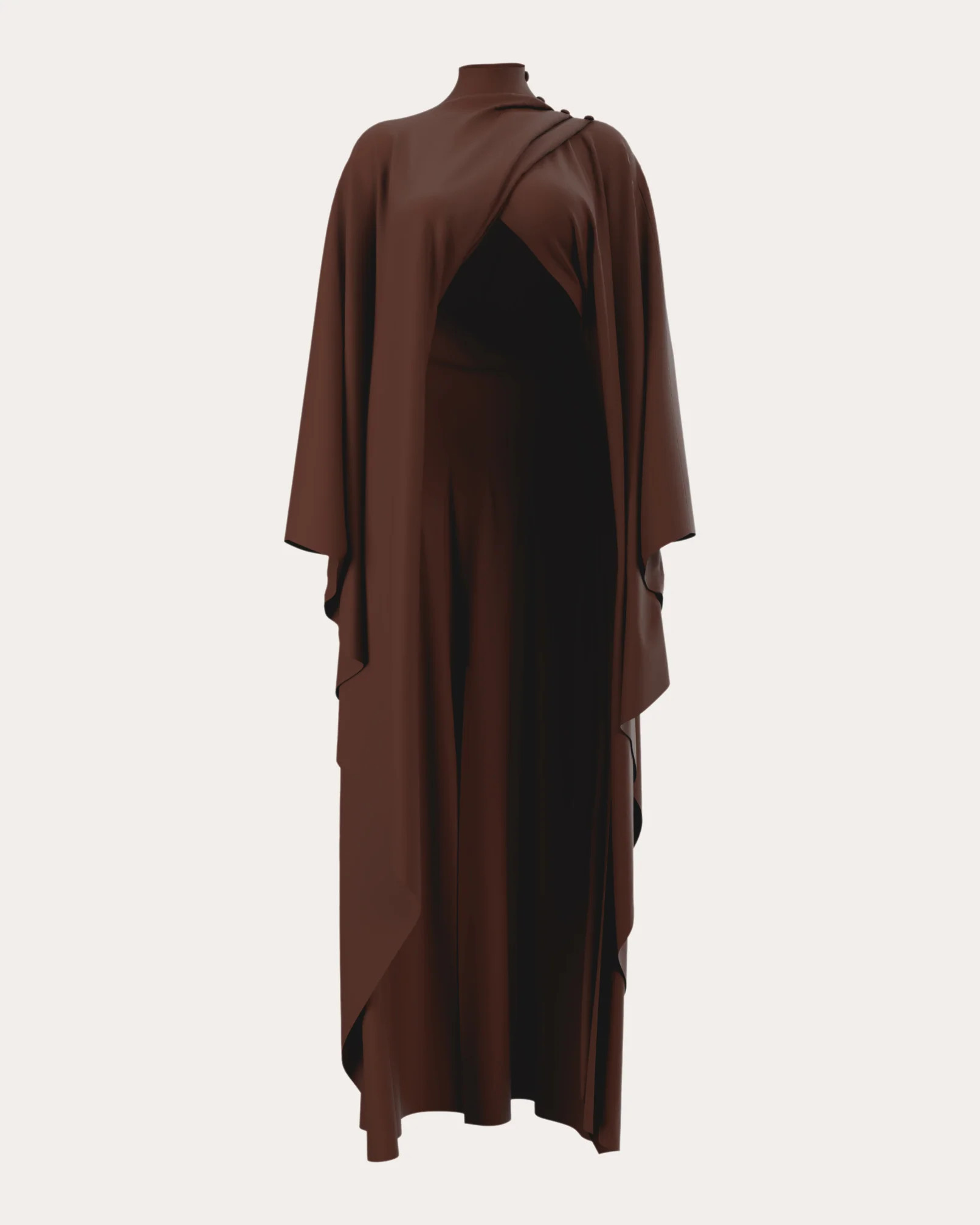 Andrea Iyamah Women's Ovu Knit Jersey Draped Cape in Brown Rayon/Spandex | Olivela