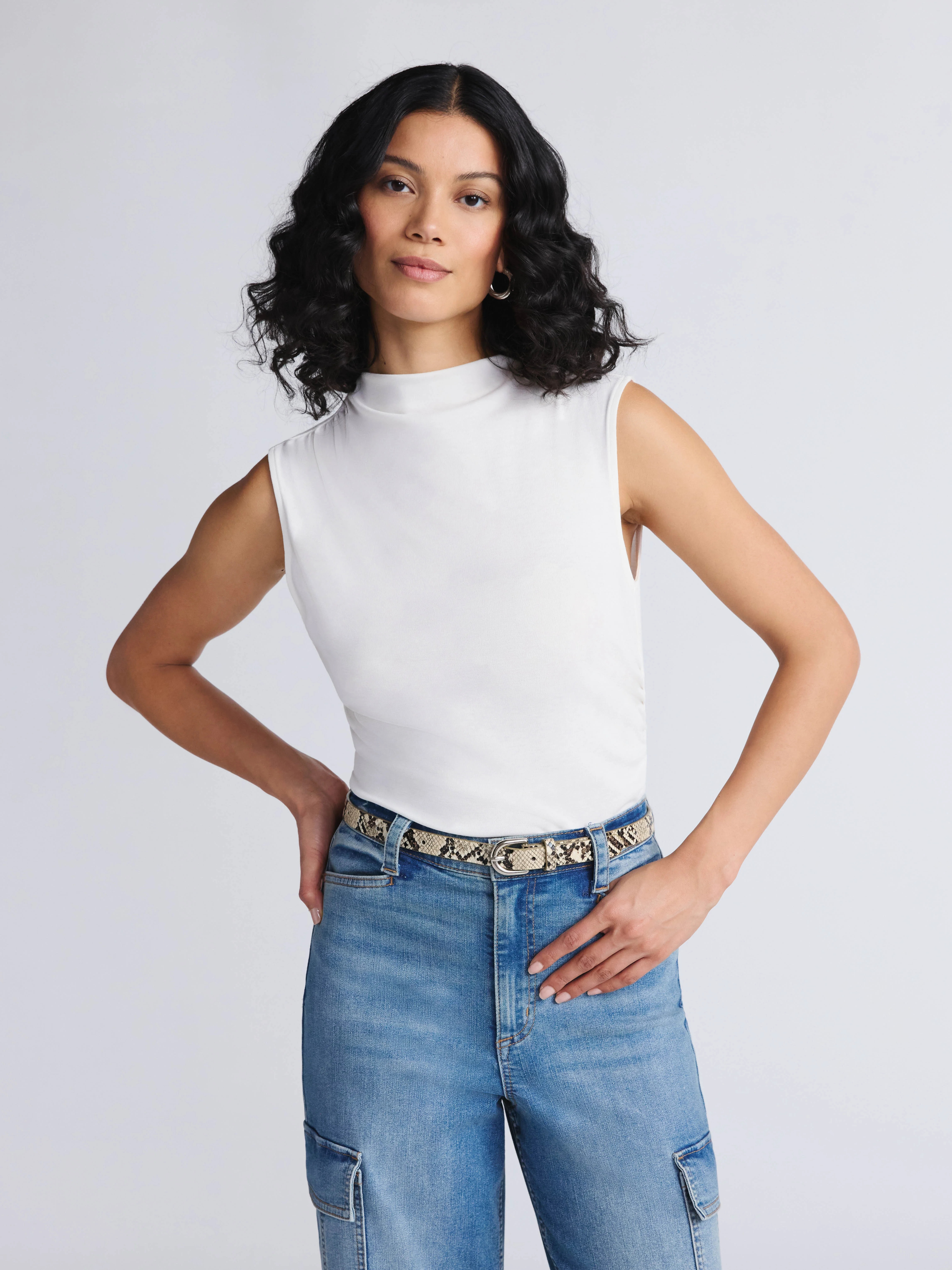 Sofia by Sofia Vergara Women's Mock Neck Ruched Tank Top, Sizes XS-XXXL - Walmart.com | Walmart (US)