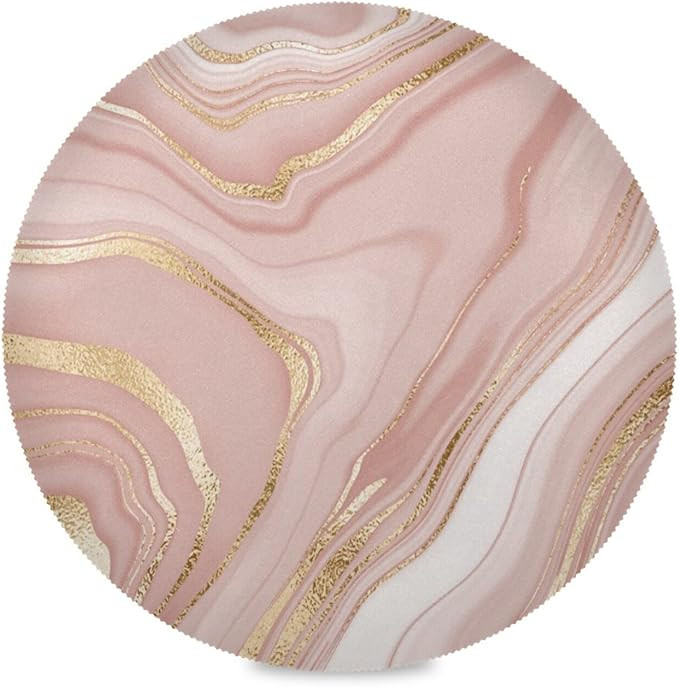 Qilmy Rose Gold Marble Round Placemats Non-Slip Washable Polyester Table Mats Set of 4 Heat Resis... | Amazon (US)