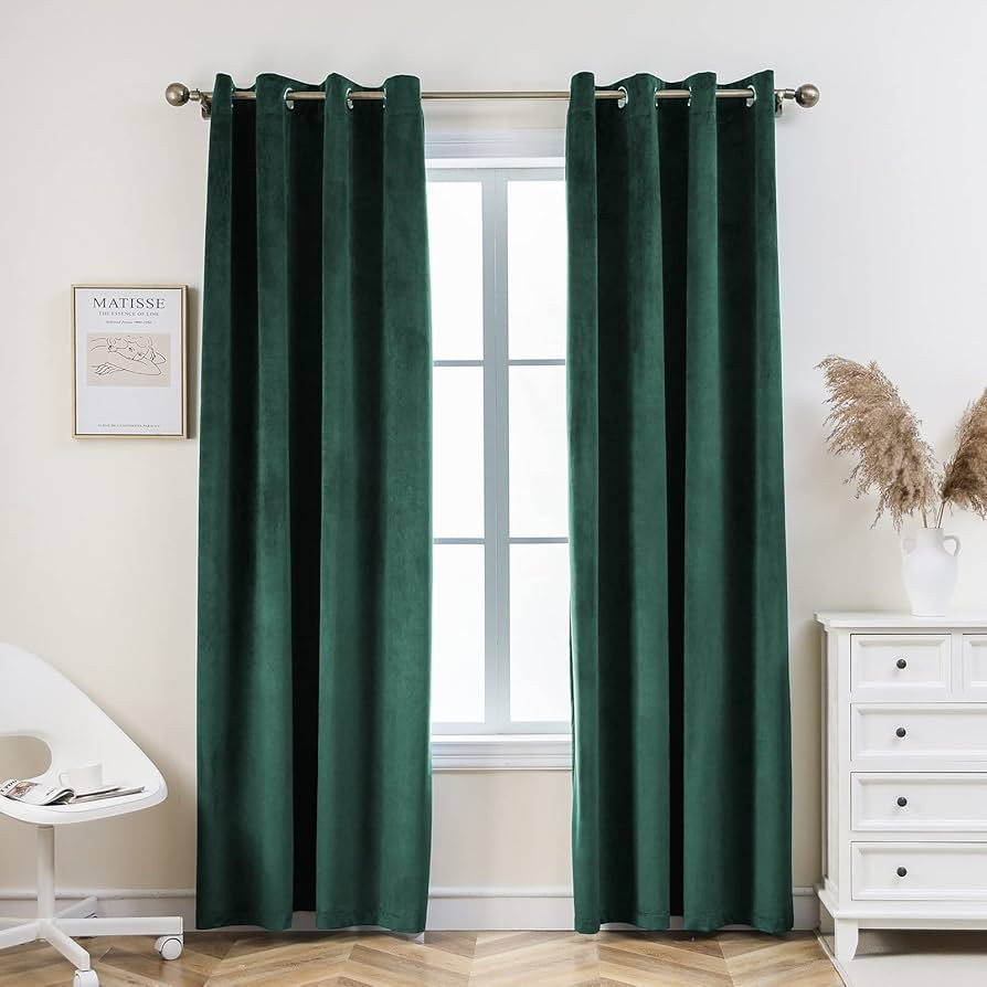 PLEASANT BOULEVARD | Velvet Curtains [2 Panels] Elegant Living Room Bedroom Window Drape Curtain,... | Amazon (US)