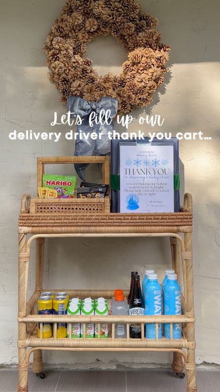 Delivery driver thank you cart! Go to thesarahbethblog.com for the printable thank you note! 

#LTKSeasonal #LTKGiftGuide #LTKHoliday