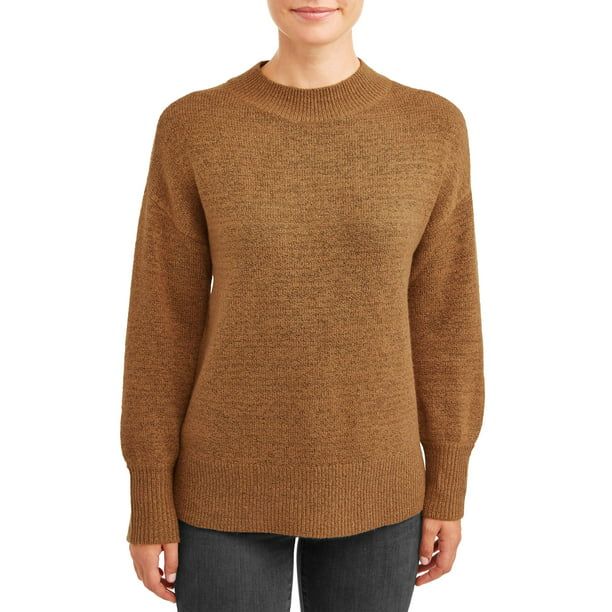 Time and Tru Women's Mock Neck Tunic Sweater | Walmart (US)